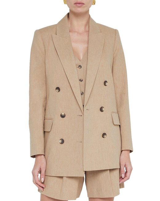 L'Agence Natural Aimee Relax Double Breasted Linen-Blend Blazer