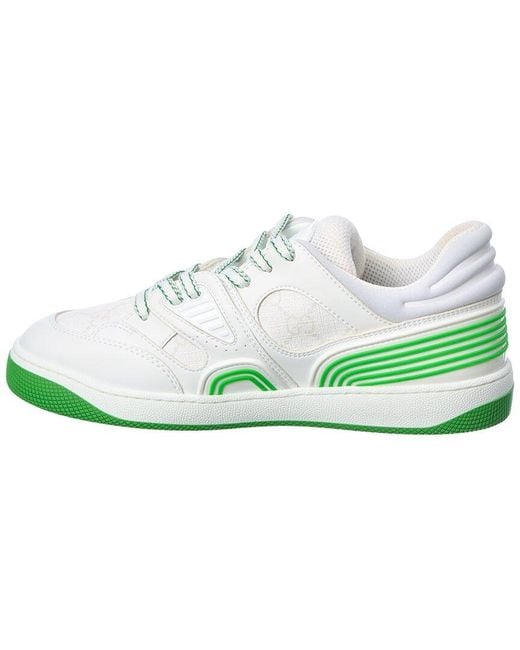 Gucci Green Basket Panelled Sneakers