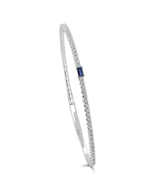 Sabrina Designs White 14k 0.54 Ct. Tw. Diamond & Sapphire Baguette Bangle Bracelet