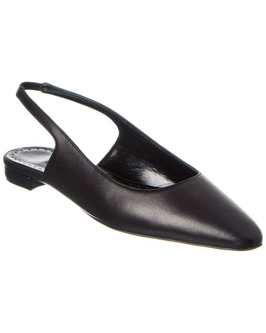 Manolo Blahnik Black Sawra Leather Slingback Flat