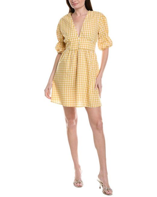 IPPONELLI Natural Gingham Print Mini Dress
