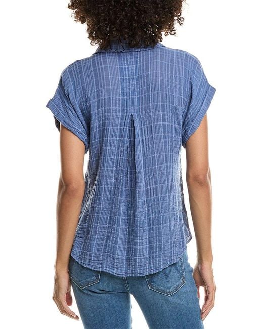 Bella Dahl Blue Textured Gauze Top