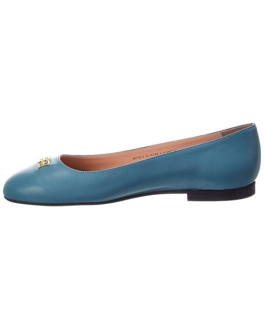 Bally Blue Logo Bitey Leather Ballerina Flat