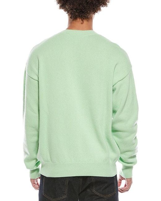 Palm Angels Green Wool & Cashmere-Blend Crewneck Sweater for men