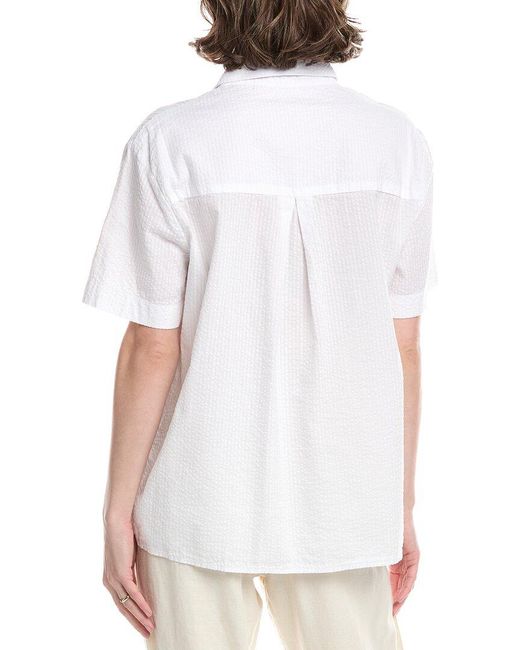 Enza Costa White Seersucker Resort Shirt