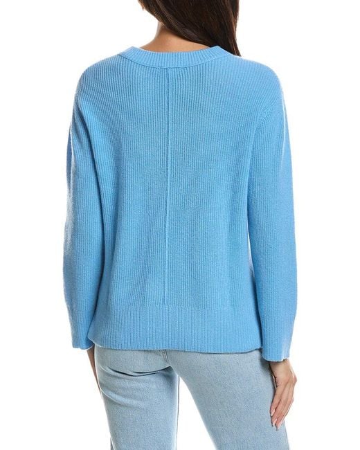 Forte Blue Rib Easy Crewneck Cashmere Sweater