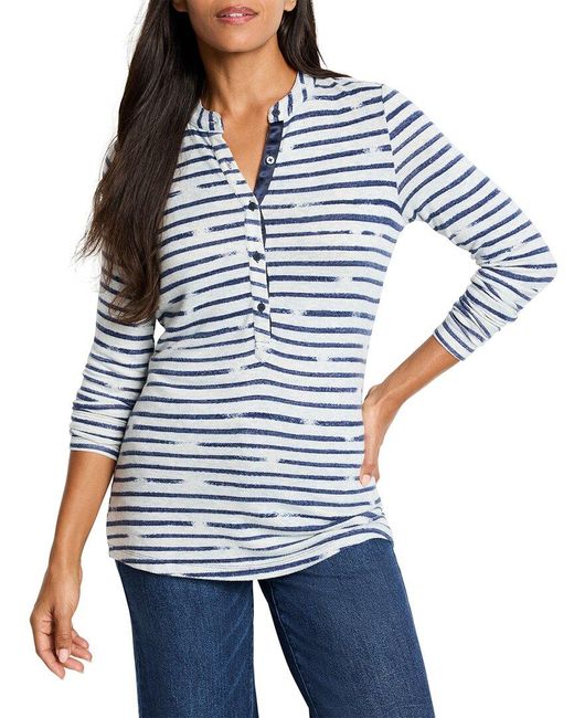 NIC+ZOE Blue Nic + Zoe Sketched Stripe Cozy Henley