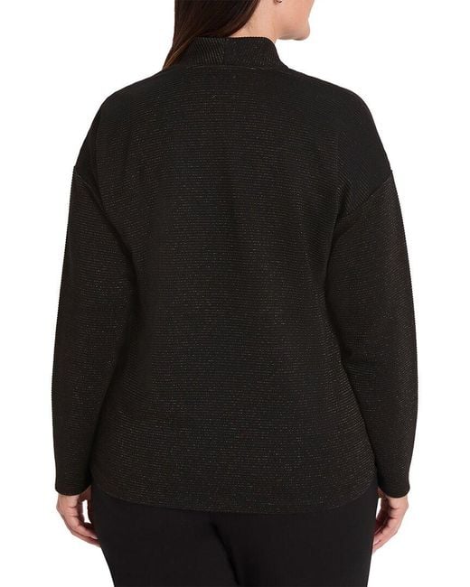 NIC+ZOE Black Plus Sparkle Stripe Everyday Top