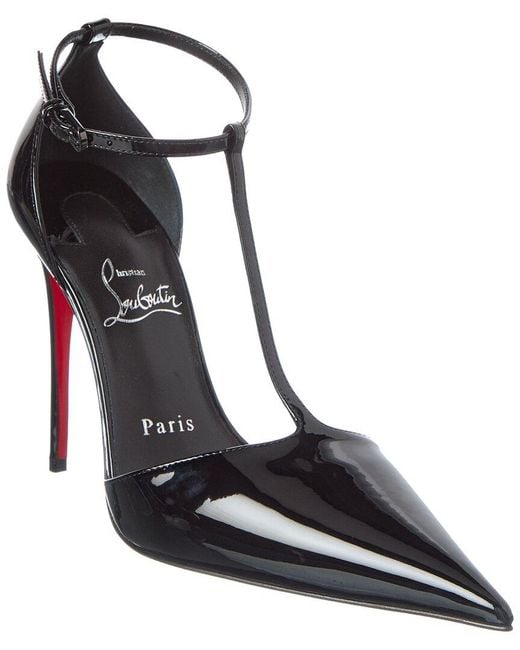 Christian Louboutin Black Kate Max T-Strap 100 Patent Pump
