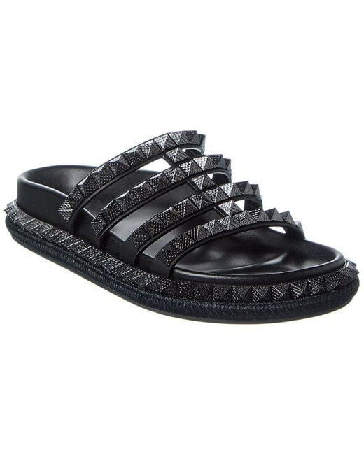 Christian Louboutin Black Pyra Hallulila Waxed Leather Sandal