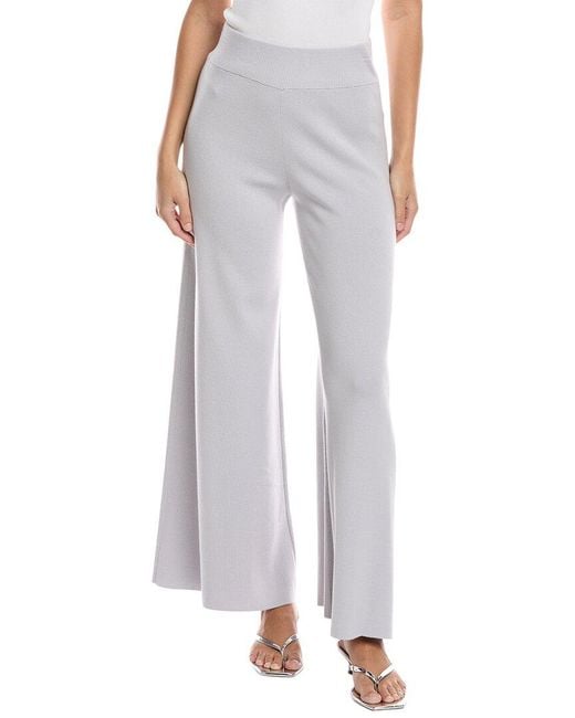 Lafayette 148 New York Gray Knit Cashmere-Blend Flare Pant