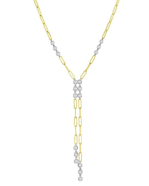 Jewels by Viomo Metallic 14K Two-Tone 1.52 Ct. Tw. Diamond Paperclip Necklace
