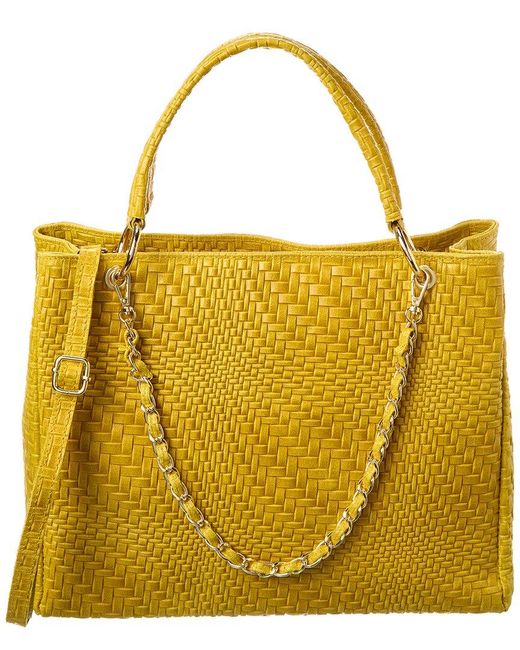Juliana Cortini Yellow Aviva Woven Leather Shoulder Bag