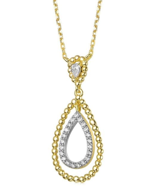 Rachel Glauber Metallic 14K Plated Cz Drop Pendant