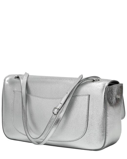 Tiffany & Fred Paris Gray 33Cm Leather Flap Tote