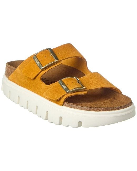 Birkenstock Orange Arizona Chunky Narrow Suede Sandal