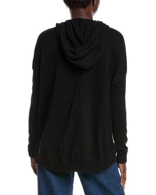 Minnie Rose Black Cashmere-Blend Oversized Zip Hoodie