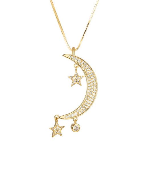 Eye Candy LA Metallic Luxe Collection Silver Cz Mini Moon & Star Necklace