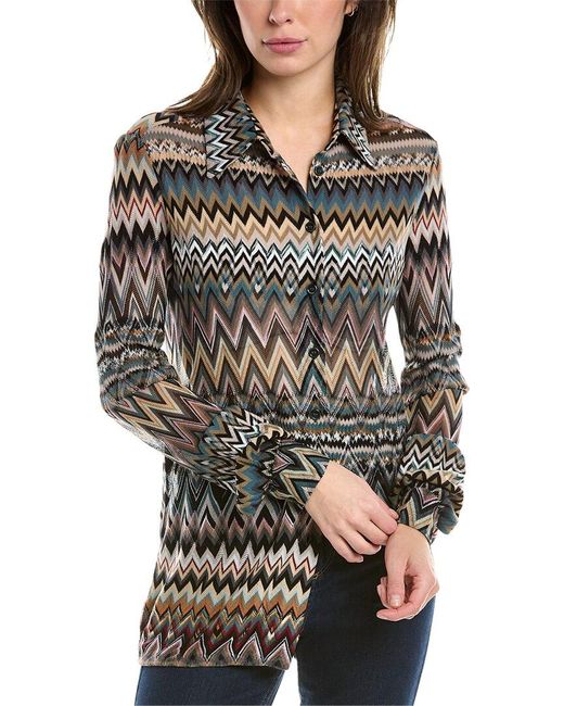 Missoni Gray Zigzag Wool-blend Shirt