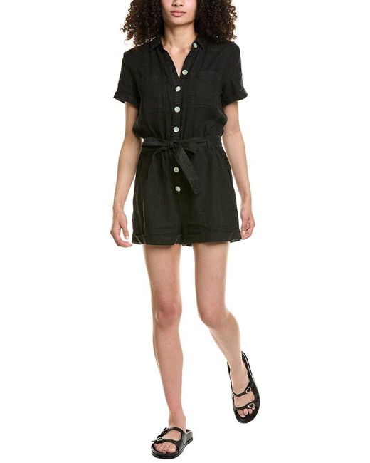 Bella Dahl Black Rolled Hem Linen Utility Romper