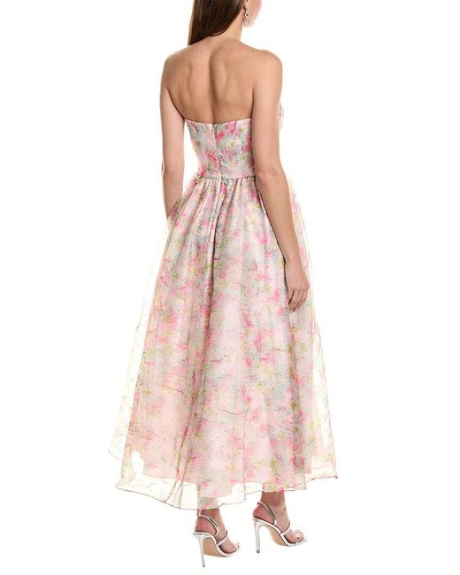 ML Monique Lhuillier Pink Organza Maxi Dress