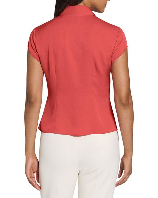 Theory Red Cap Sleeve Silk Blouse