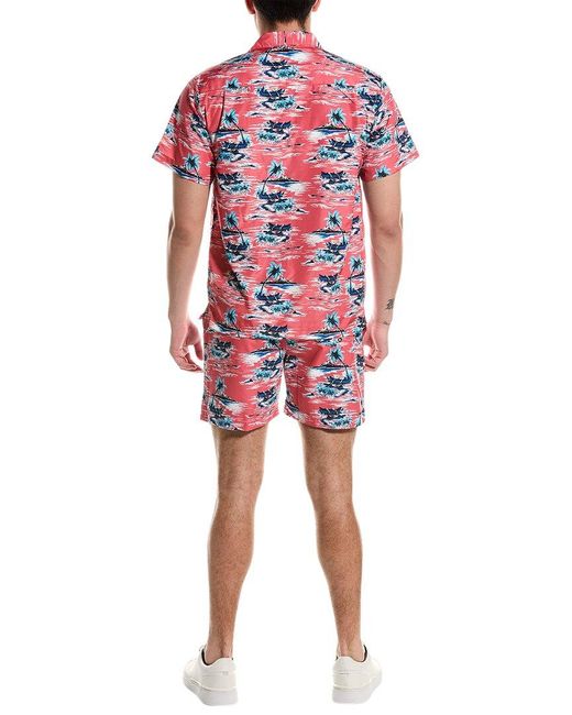 Trunks Surf & Swim Red Waikiki Shirt & Sano Swim Short Set for men
