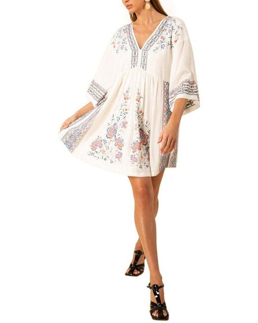 Hale Bob White Camryn Linen-Blend Dress
