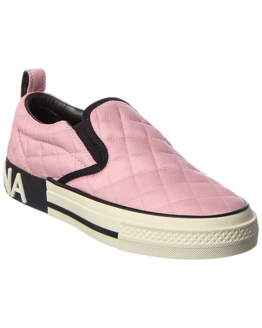Dolce & Gabbana Pink Leather Logo Sneaker