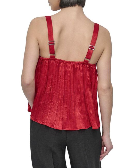 DKNY Red Crinkle Top