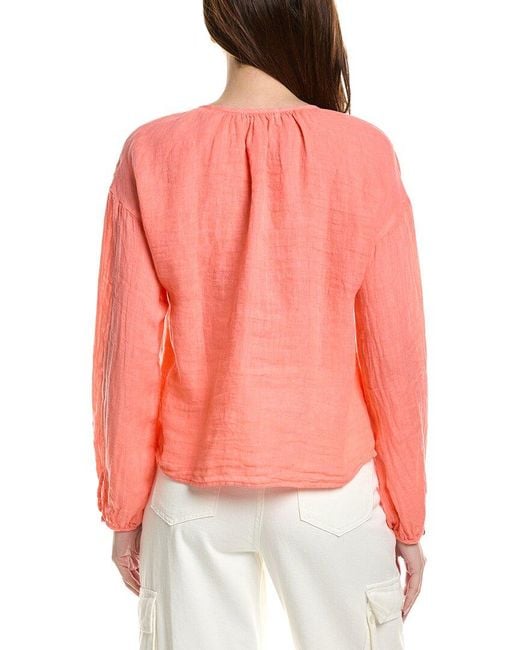 Bella Dahl Shirred Neck Linen Blouse