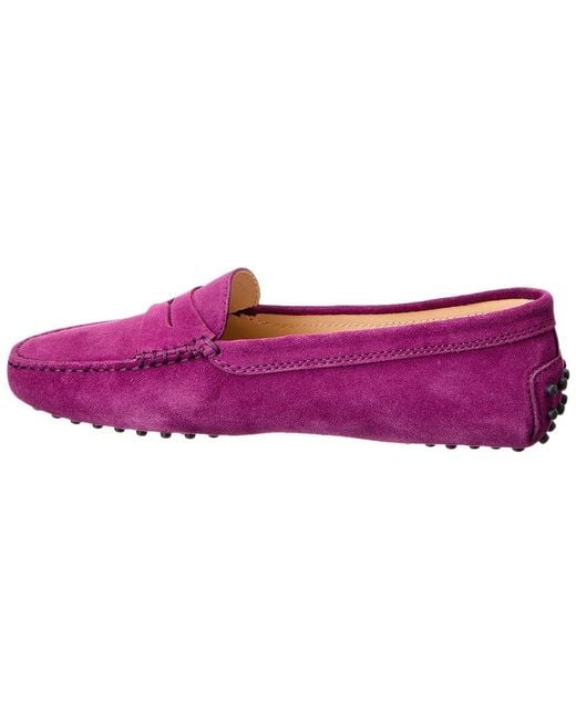 Tod's Purple Suede Penny Loafers