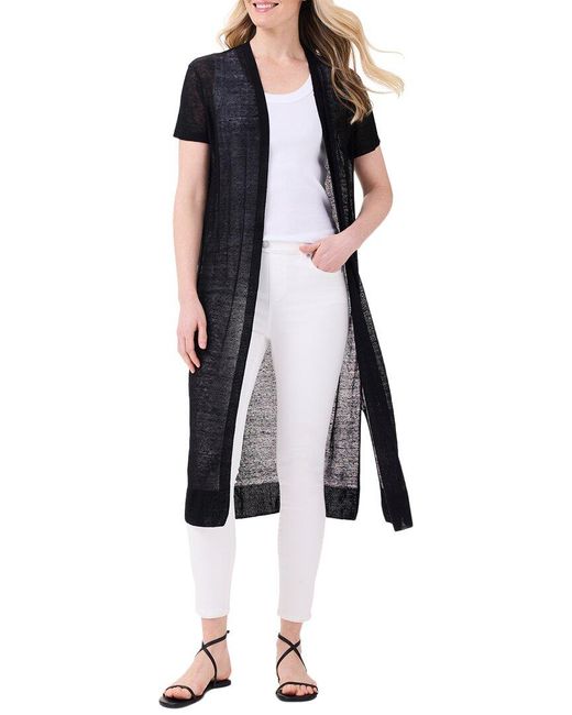 NIC+ZOE Blue Featherweight Linen-Blend Duster
