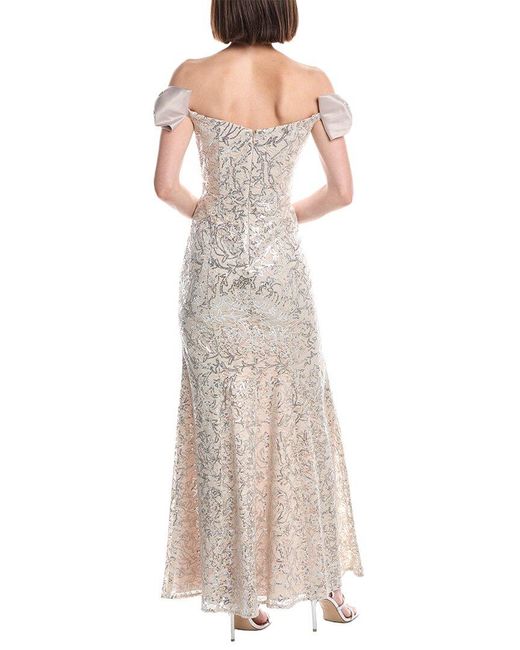 Eliza J Multicolor Puff Sleeve Embellished Maxi Dress