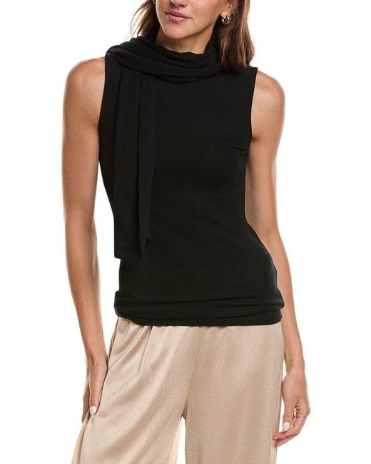 Lamarque Black Jimena Wool-Blend Scarf Top
