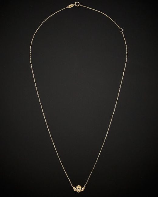 Italian Gold Black 14K Claddagh Necklace