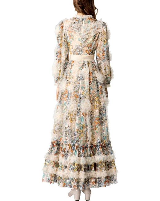 BURRYCO Natural Embellished Maxi Dress