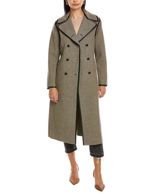 Rebecca Taylor Green Double-face Wool-blend Trench Coat