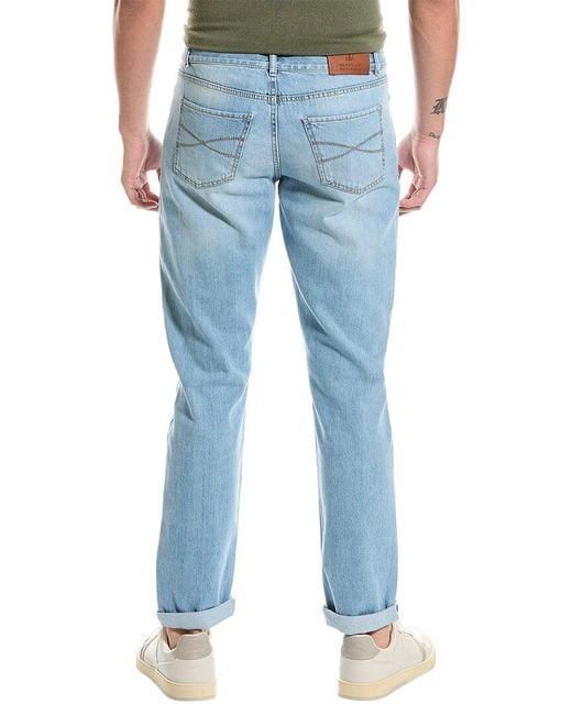 Brunello Cucinelli Blue Traditional Fit Trouser for men