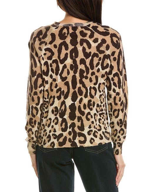 Brodie Cashmere Black Abstract Print Leopard Crewneck Wool & Cashmere-Blend Sweater