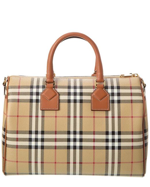 Burberry Check Medium Ecanvas & Leather Bowling Bag in Brown Lyst