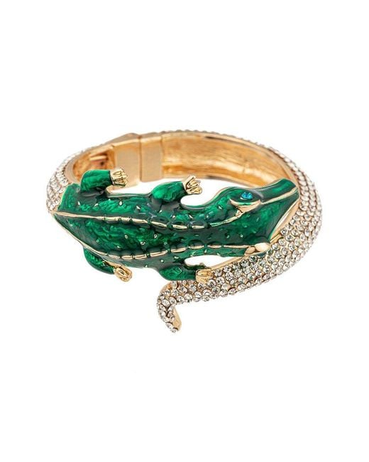 Eye Candy LA Green Crystal See You Later Alligator Cuff Bracelet