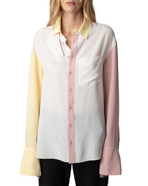 Zadig & Voltaire White Tyrone Cdc Color Silk Shirt