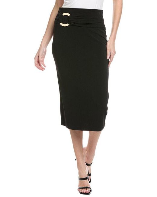 Joseph Ribkoff Black Solid Midi Skirt