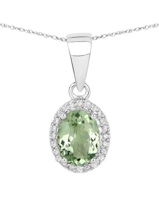 Diana M White Fine Jewelry 14k 1.27 Ct. Tw. Diamond & Green Tourmaline Pendant