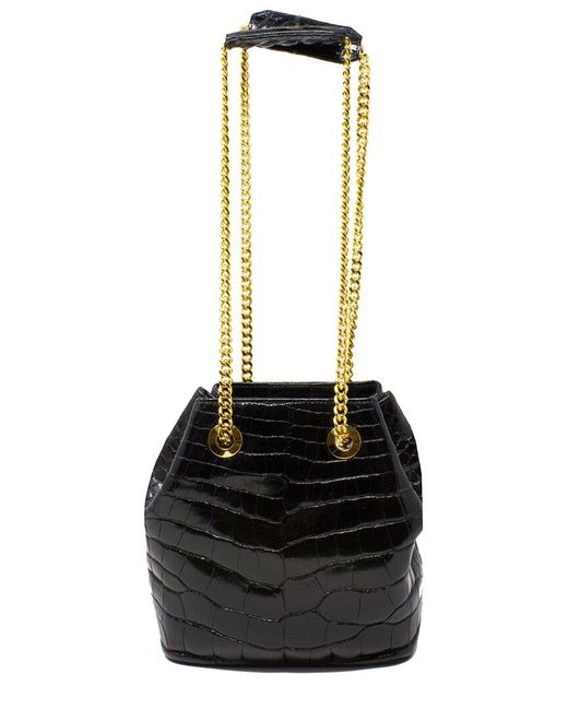 Stalvey Black Crocodile Leather Jessica Bucket Bag (Authentic Pre-Owned)