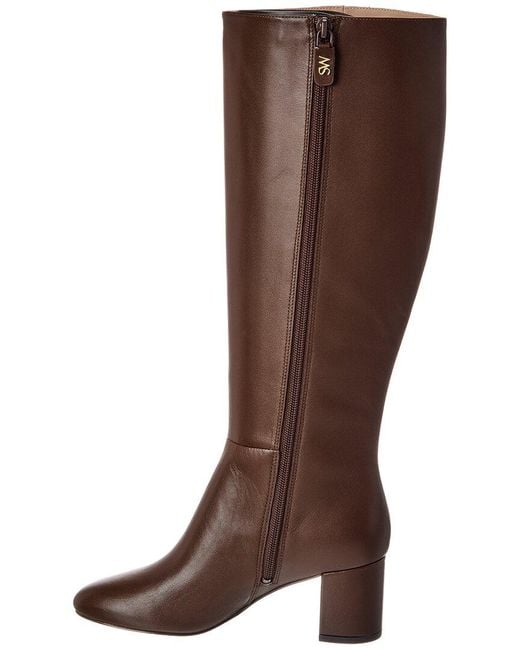 Stuart Weitzman Brown Celina Zip Leather Knee-High Boot
