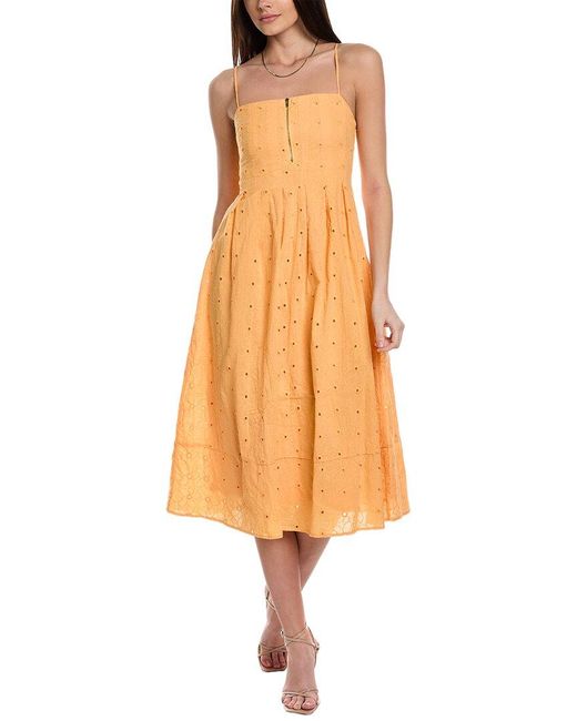 Line & Dot Yellow Trixie Floral Midi Dress