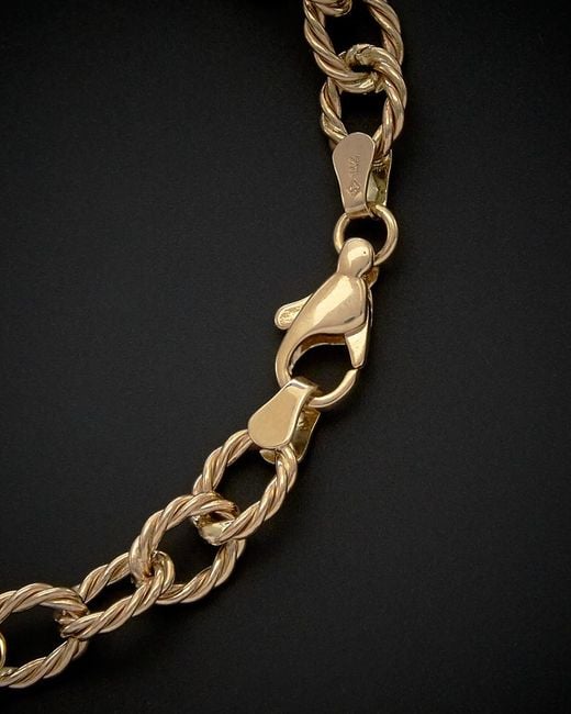 Italian Gold Black 14k Ribbed Rolo Link Bracelet