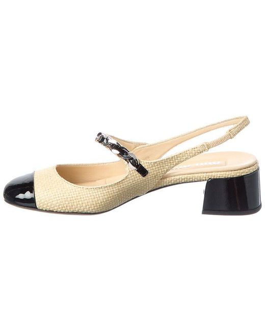 Miu Miu Natural Logo Leather Slingback Pump